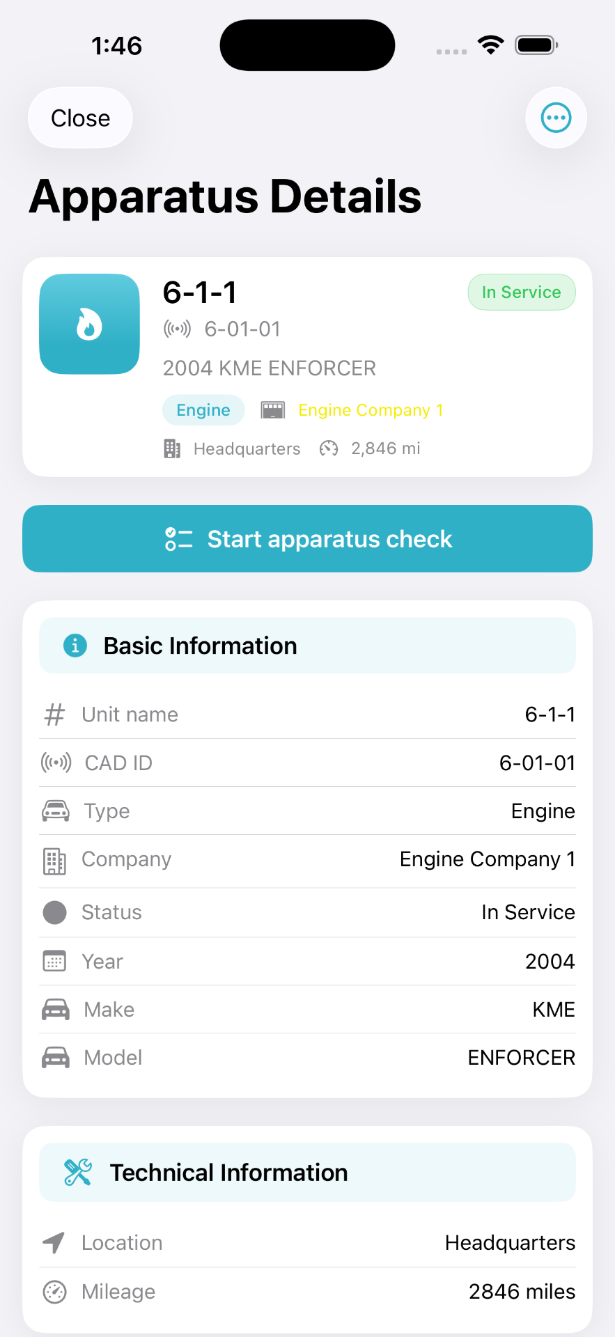 Apparatus details on iPhone